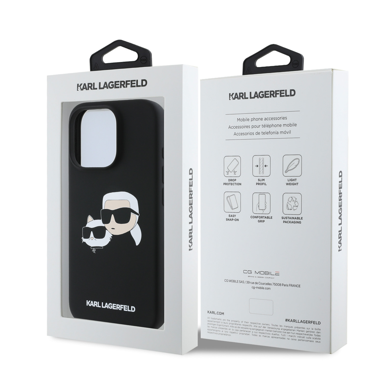 Zdjęcie do “Karl Lagerfeld Silicone Double Heads Print MagSafe Czarny - etui iPhone 16 Pro”.