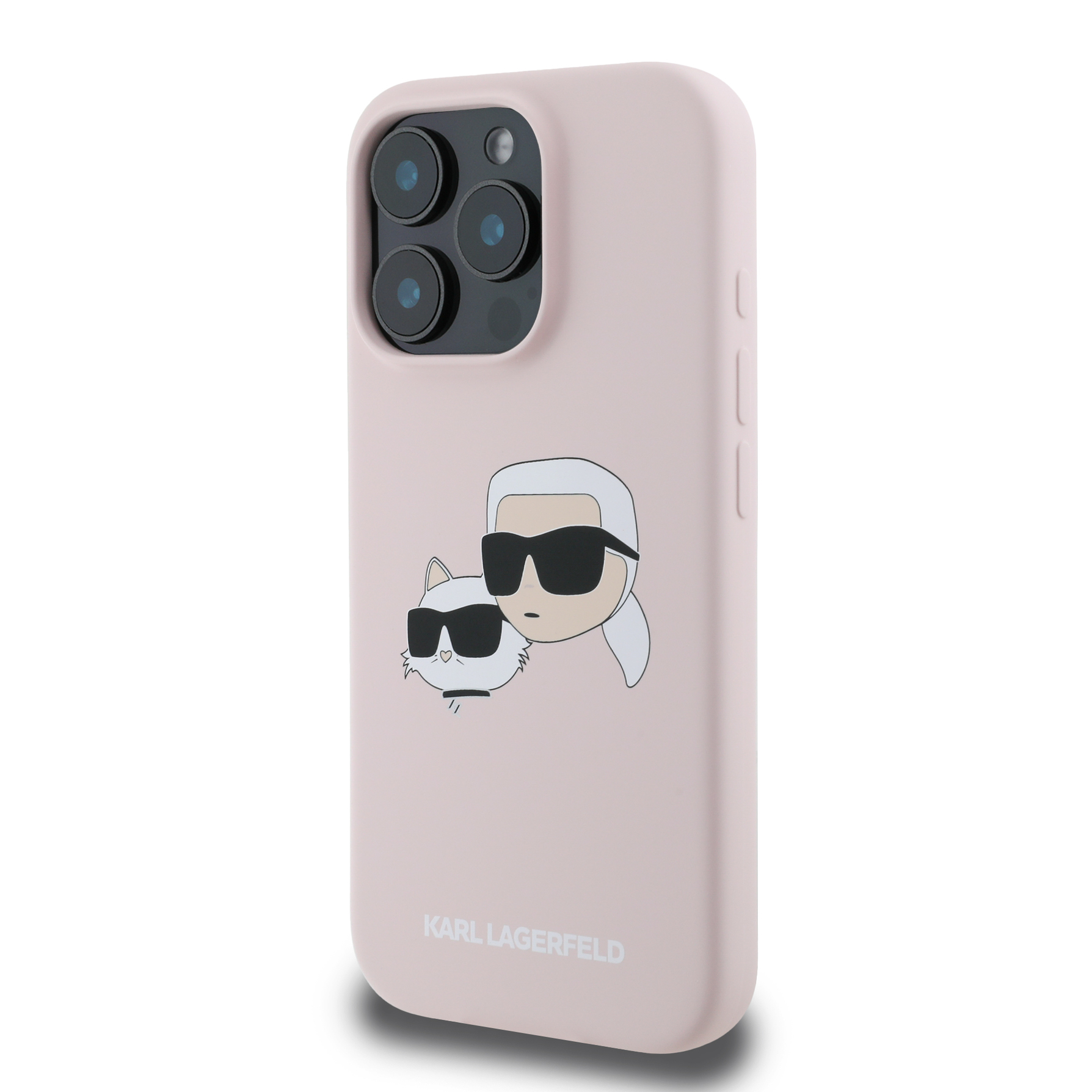 Zdjęcie do “Karl Lagerfeld Silicone Double Heads Print MagSafe Różowy - etui iPhone 16 Pro Max”.