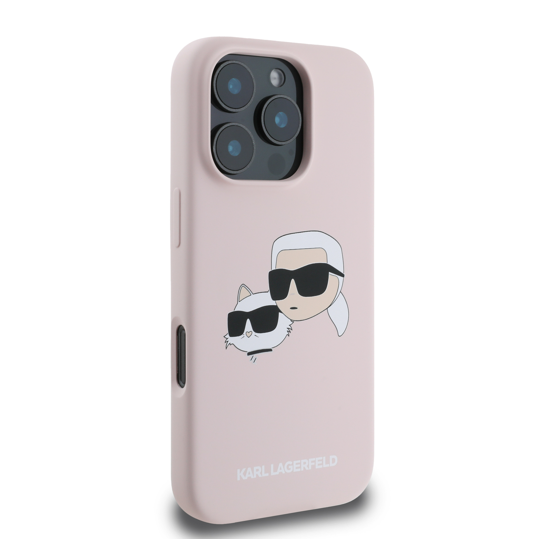 Zdjęcie do “Karl Lagerfeld Silicone Double Heads Print MagSafe Różowy - etui iPhone 16 Pro Max”.