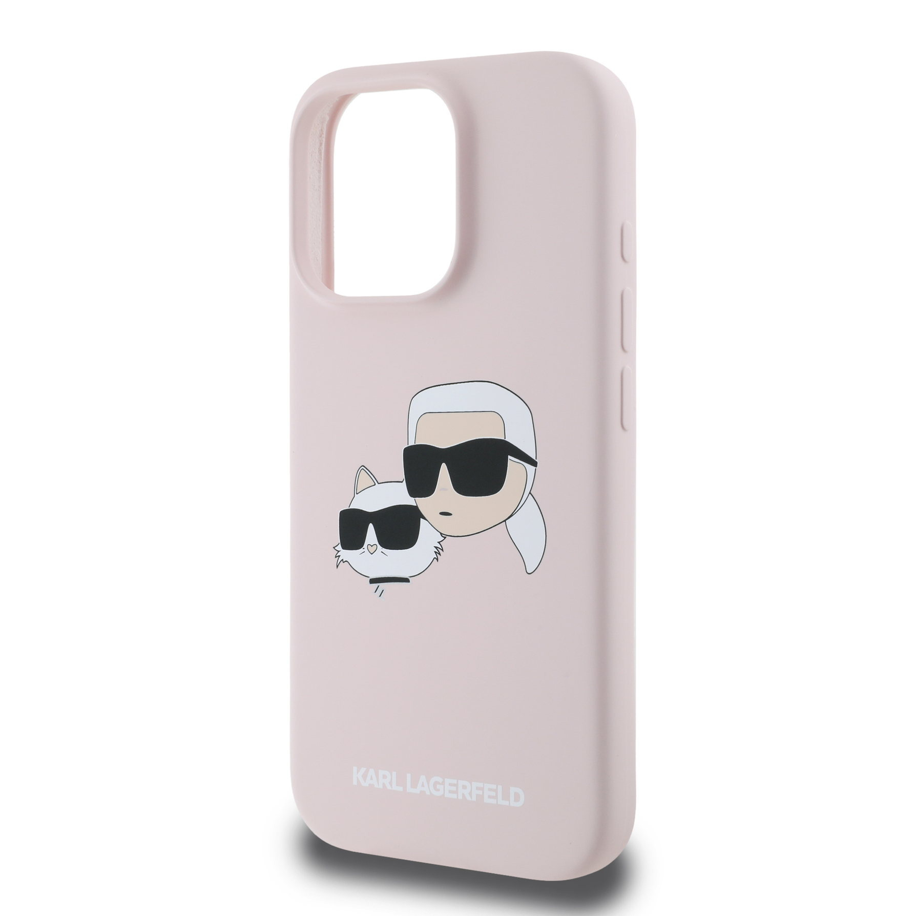 Zdjęcie do “Karl Lagerfeld Silicone Double Heads Print MagSafe Różowy - etui iPhone 16 Pro Max”.