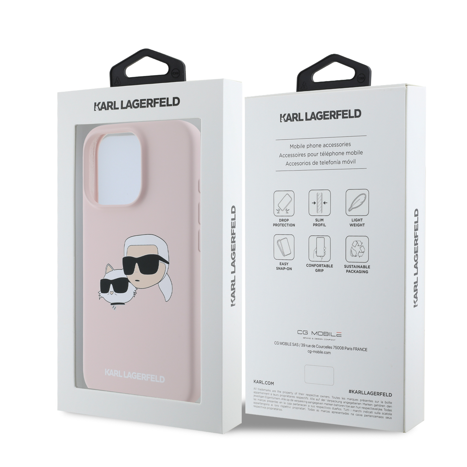 Zdjęcie do “Karl Lagerfeld Silicone Double Heads Print MagSafe Różowy - etui iPhone 16 Pro Max”.
