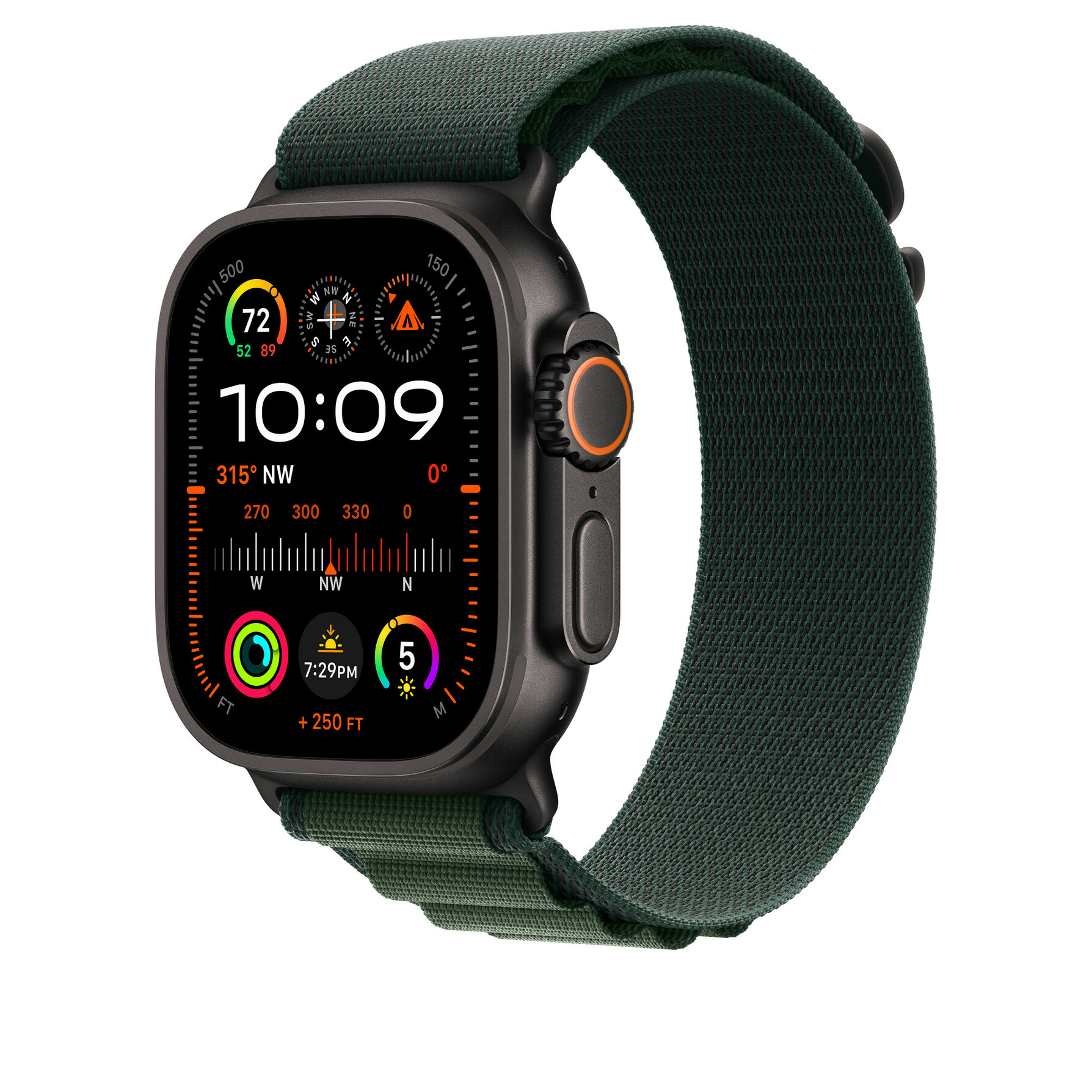 Zdjęcie do “Apple 49mm Dark Green Alpine Loop - Medium - Black Titanium Finish”.