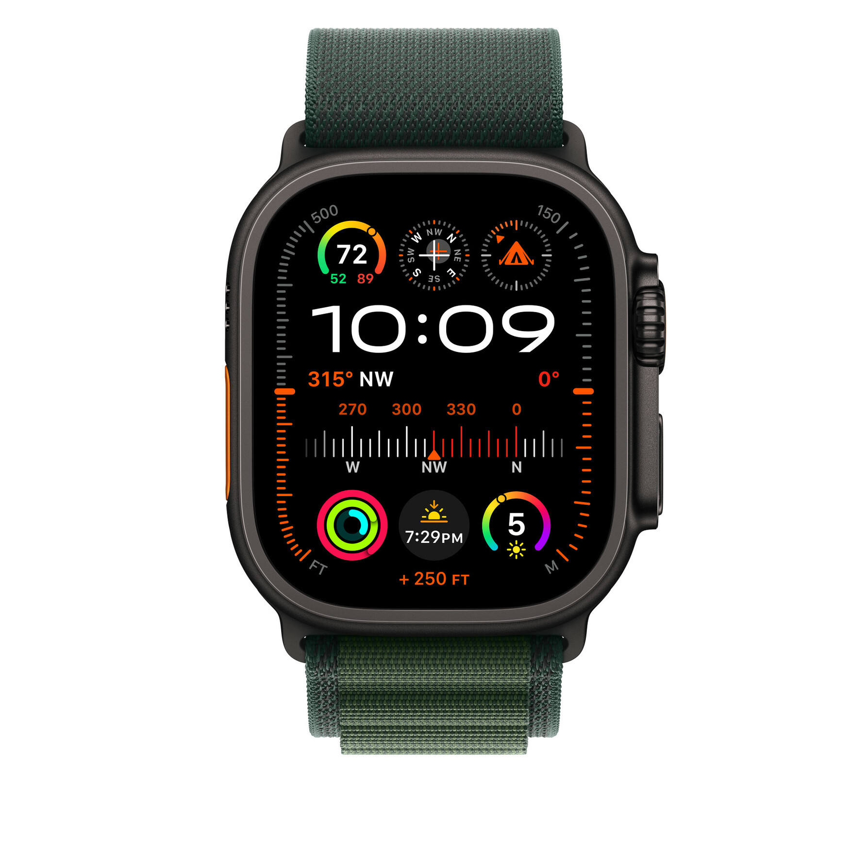 Zdjęcie do “Apple 49mm Dark Green Alpine Loop - Medium - Black Titanium Finish”.