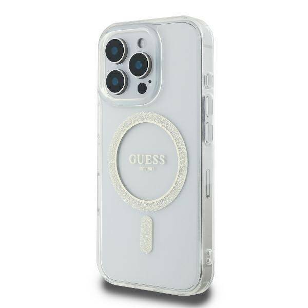 Zdjęcie do “Guess IML Glitter Circle MS przeźroczysty - etui iPhone 16 Pro”.