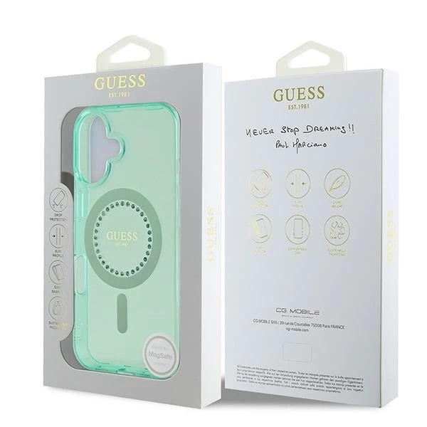 Zdjęcie do “Guess IML Rhinestones MS zielony - euti iPhone 16”.