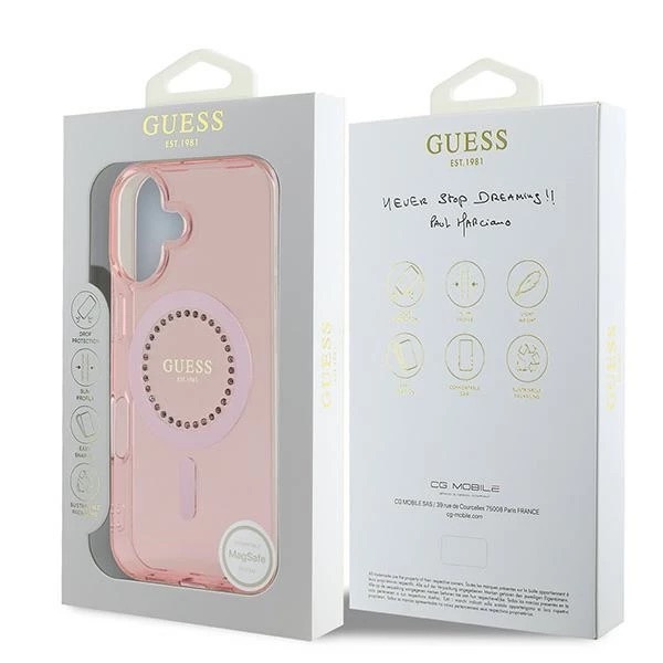 Zdjęcie do “Guess IML Rhinestones MagSafe Różowy - etui iPhone 16 Plus”.