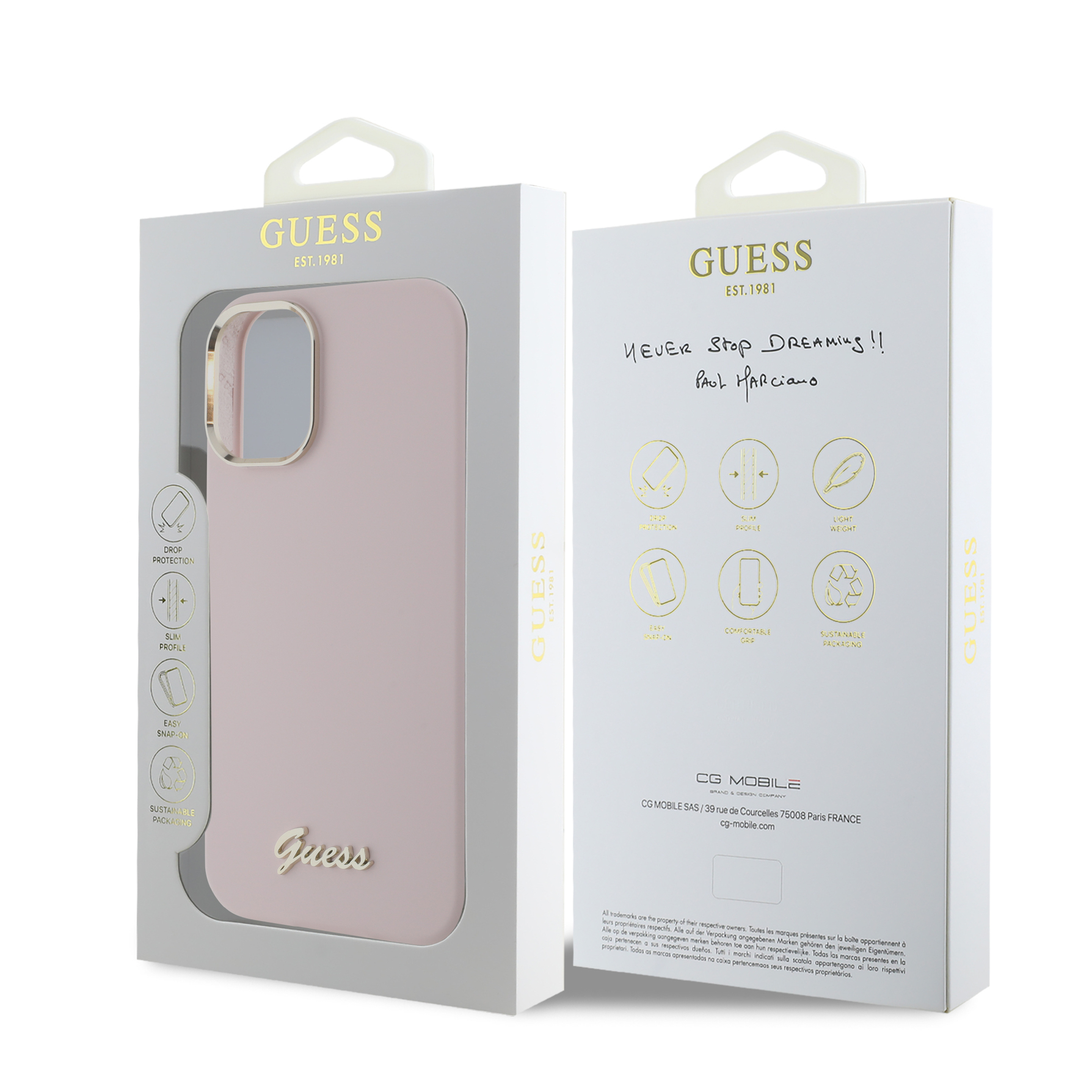Zdjęcie do “Guess Silicone Script Metal Logo Frame różowy - etui iPhone 16 Plus”.