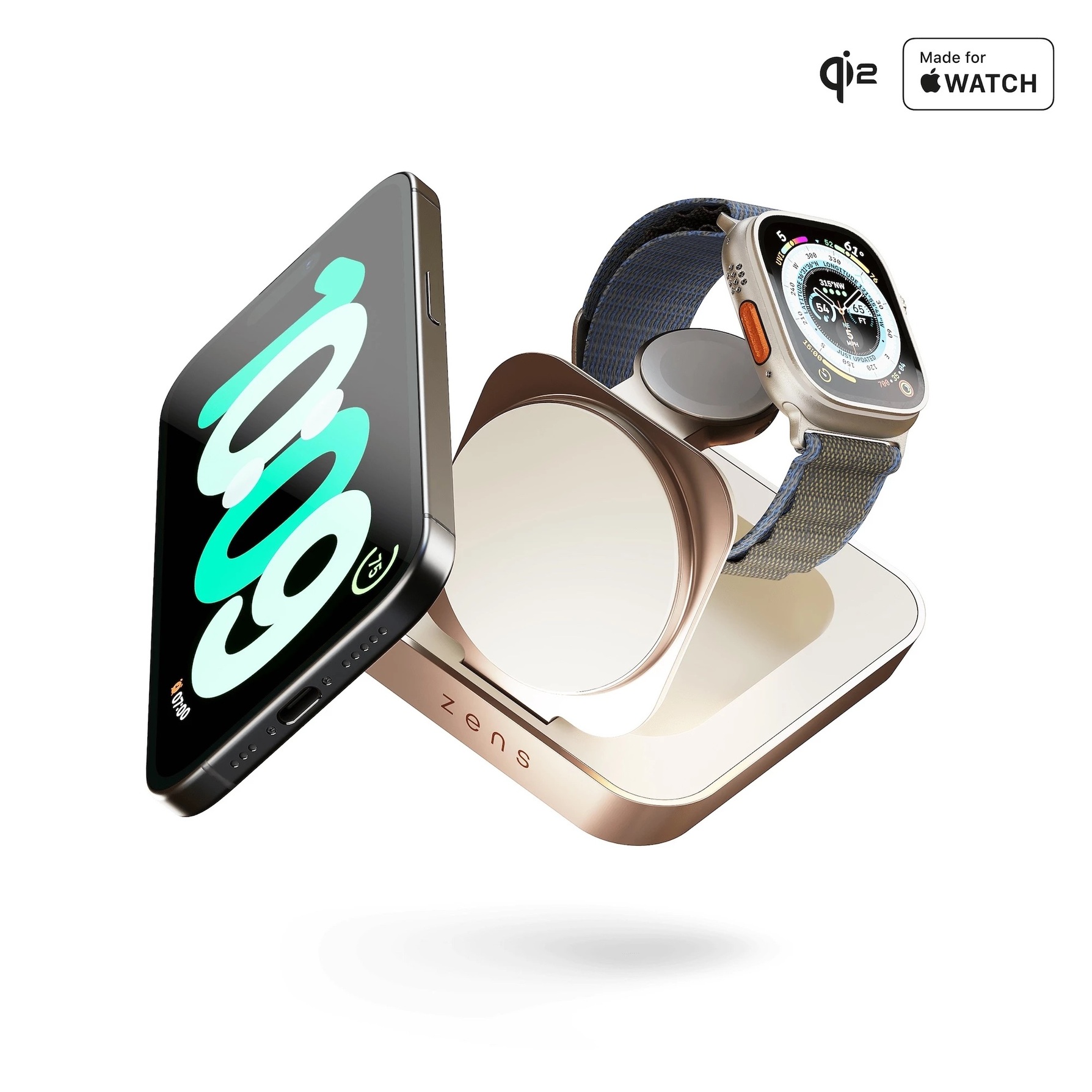 Zdjęcie do “ZENS Nightstand Charger Pro 2 2in1 Miedziany - ładowarka bezprzewodowa”.