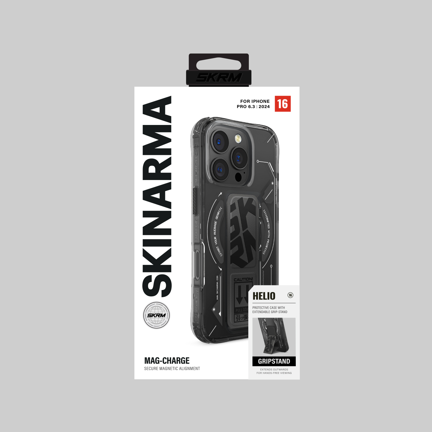 Zdjęcie do “Skinarma Helio MagSafe Grip Stand czarny - etui iPhone 16 Pro”.