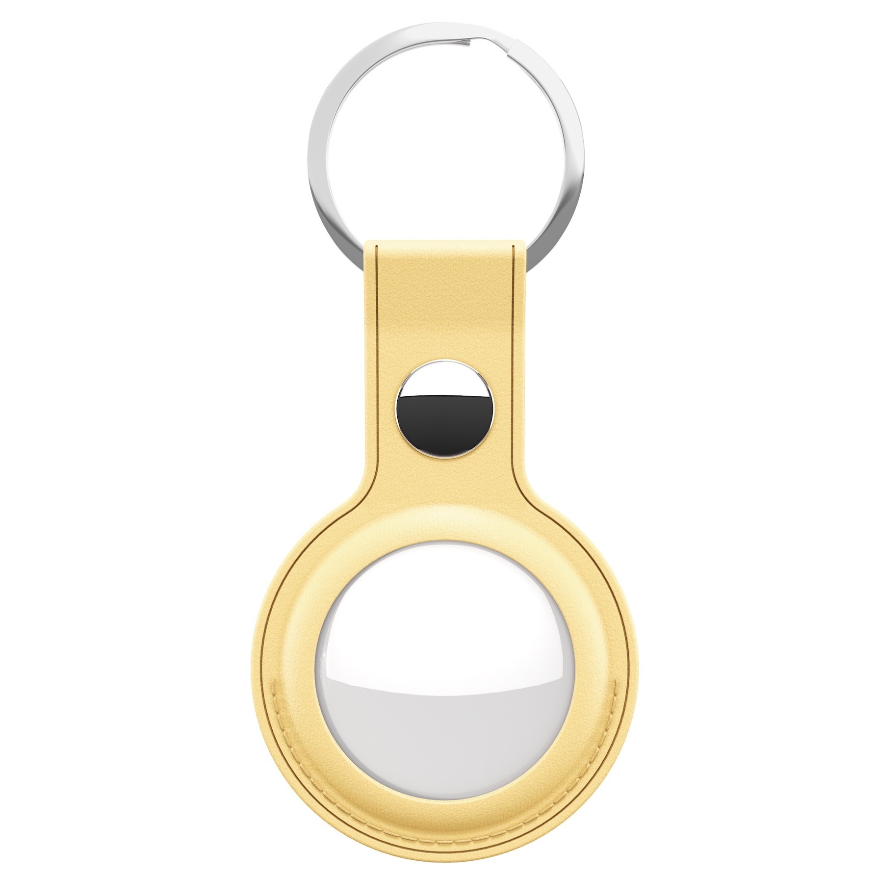 Zdjęcie do “KeyBudz AirTag Keyring Pastel Yellow - skórzane etui ochronne do AirTag 2-pak”.