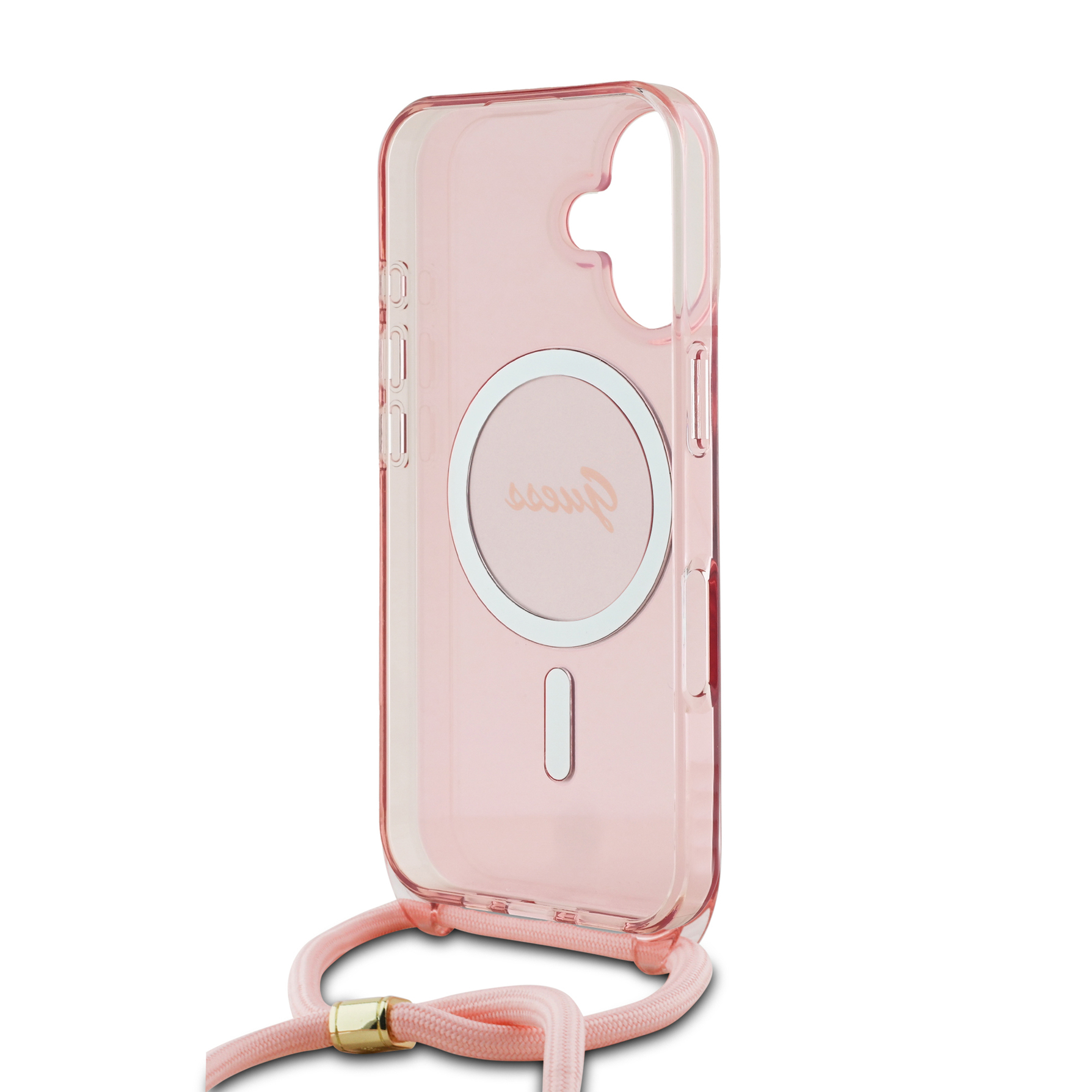 Zdjęcie do “Guess Crossbody Cord Script MS różowy - etui iPhone 16”.