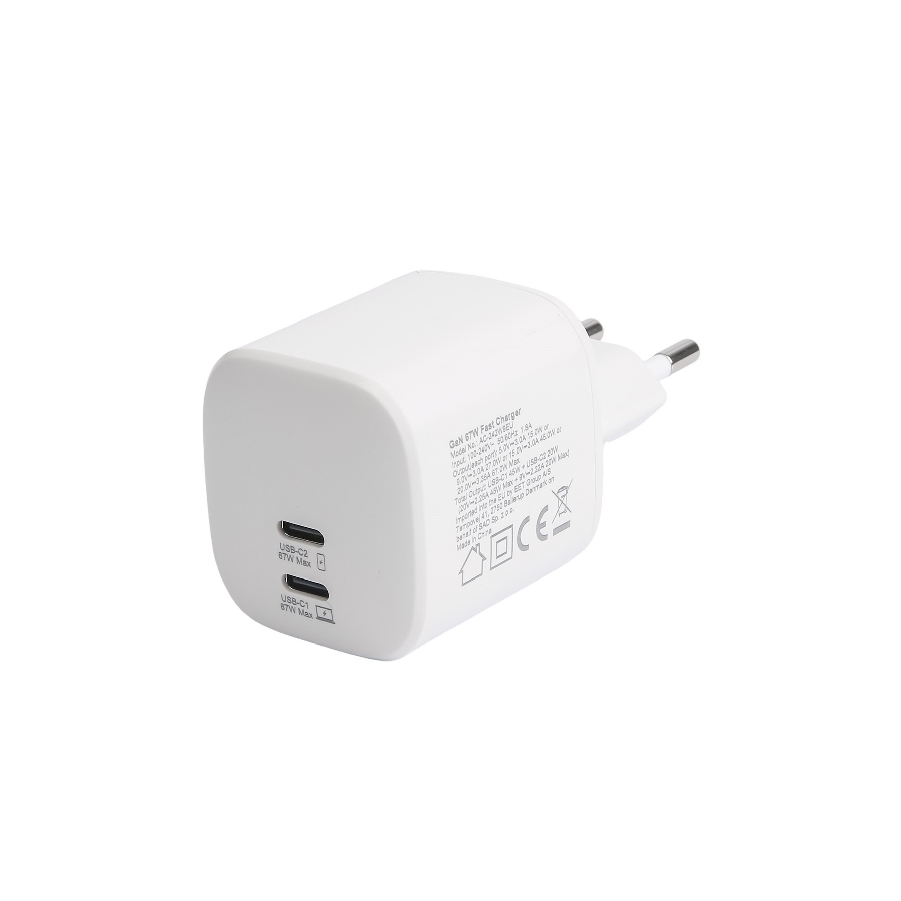 Zdjęcie do “B.On GaN Charger 2x USB-C 67W - ładowarka sieciowa”.