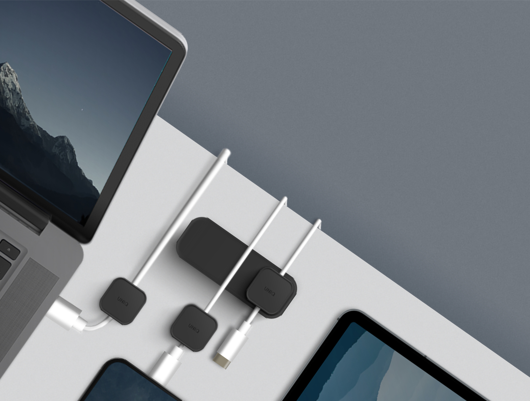 Zdjęcie do “UNIQ Pod Mag + baza ciemnoszary - organizer do kabli”.