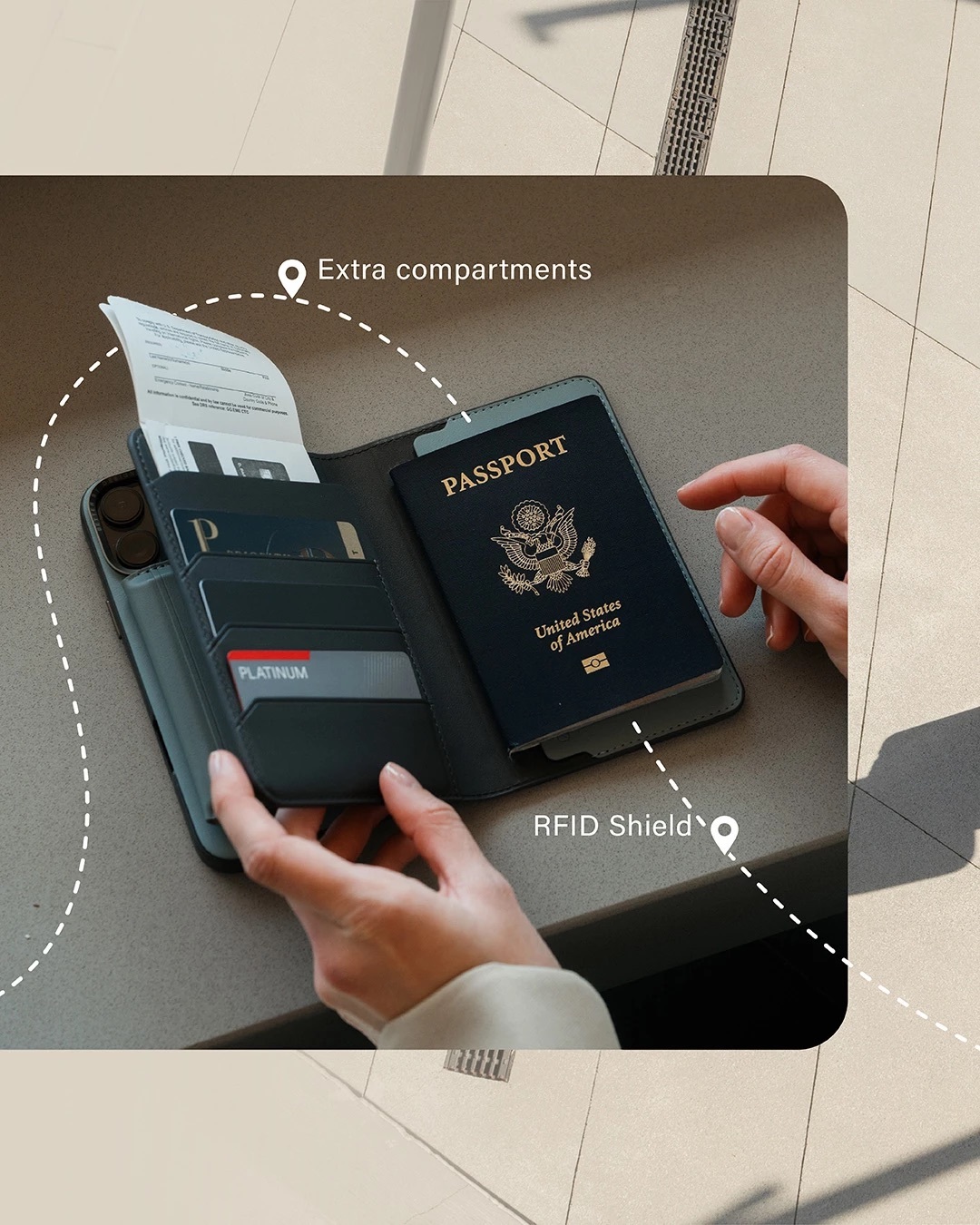 Zdjęcie do “UNIQ Belmont blokada RFID karmelowy beżowy - Etui na paszport”.