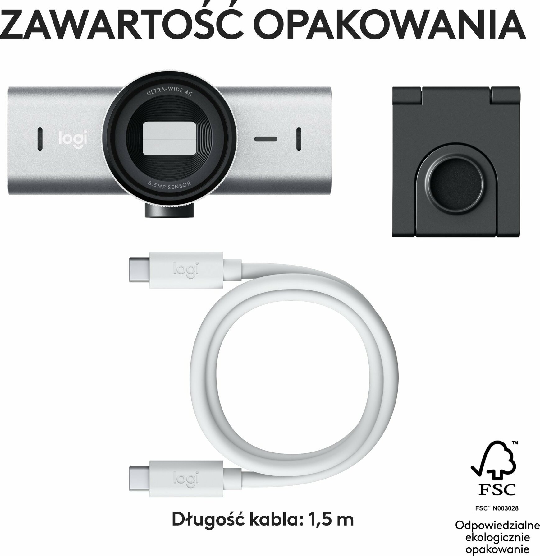 Zdjęcie do “Logitech MX Brio 4K jasnoszary - kamerka”.