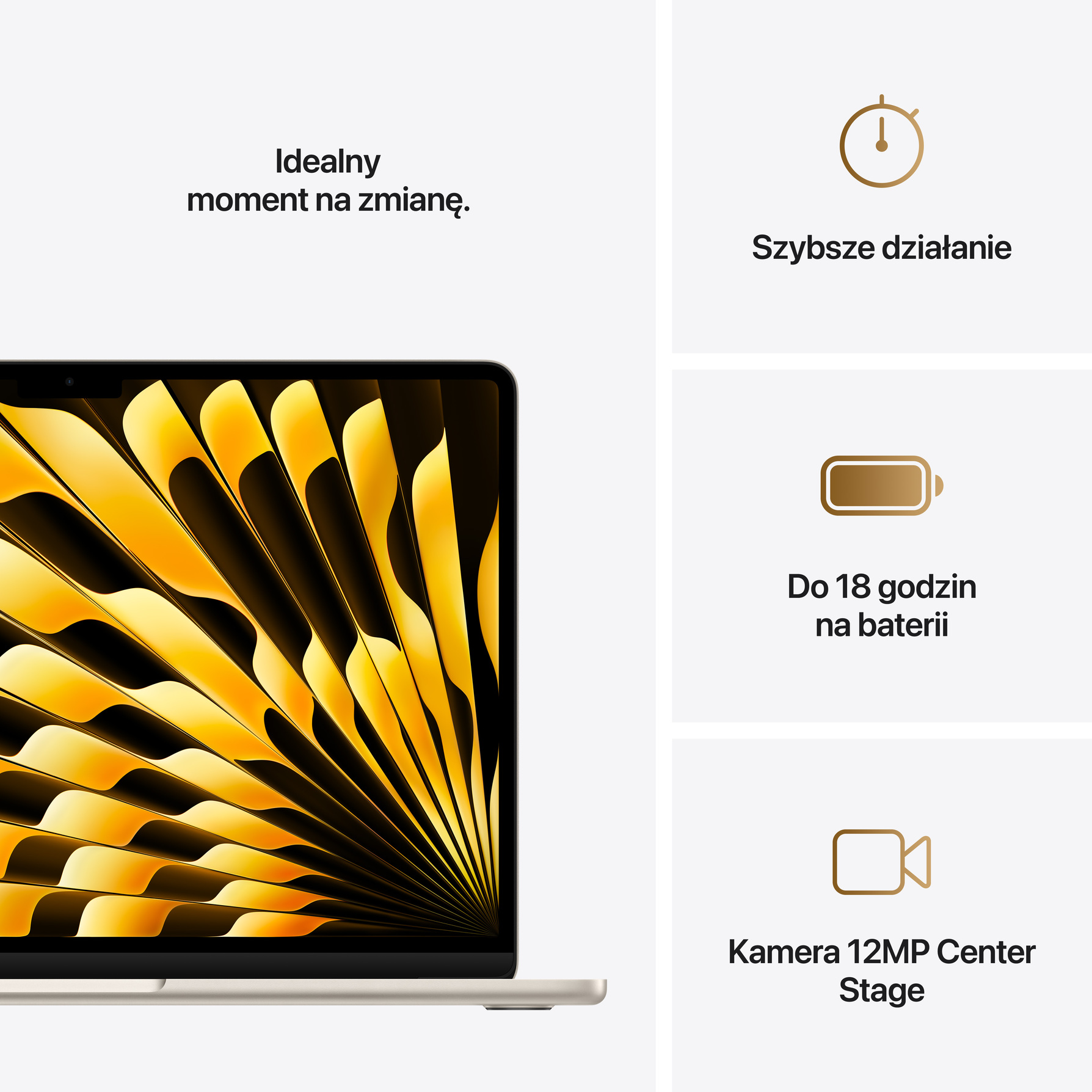 Zdjęcie do “Apple MacBook Air 13", 10-rdzeniowy procesor M4 (GPU 10 rdzeni), RAM 16 GB, dysk 512 GB SSD, 70 W - Księżycowa Poświata”.