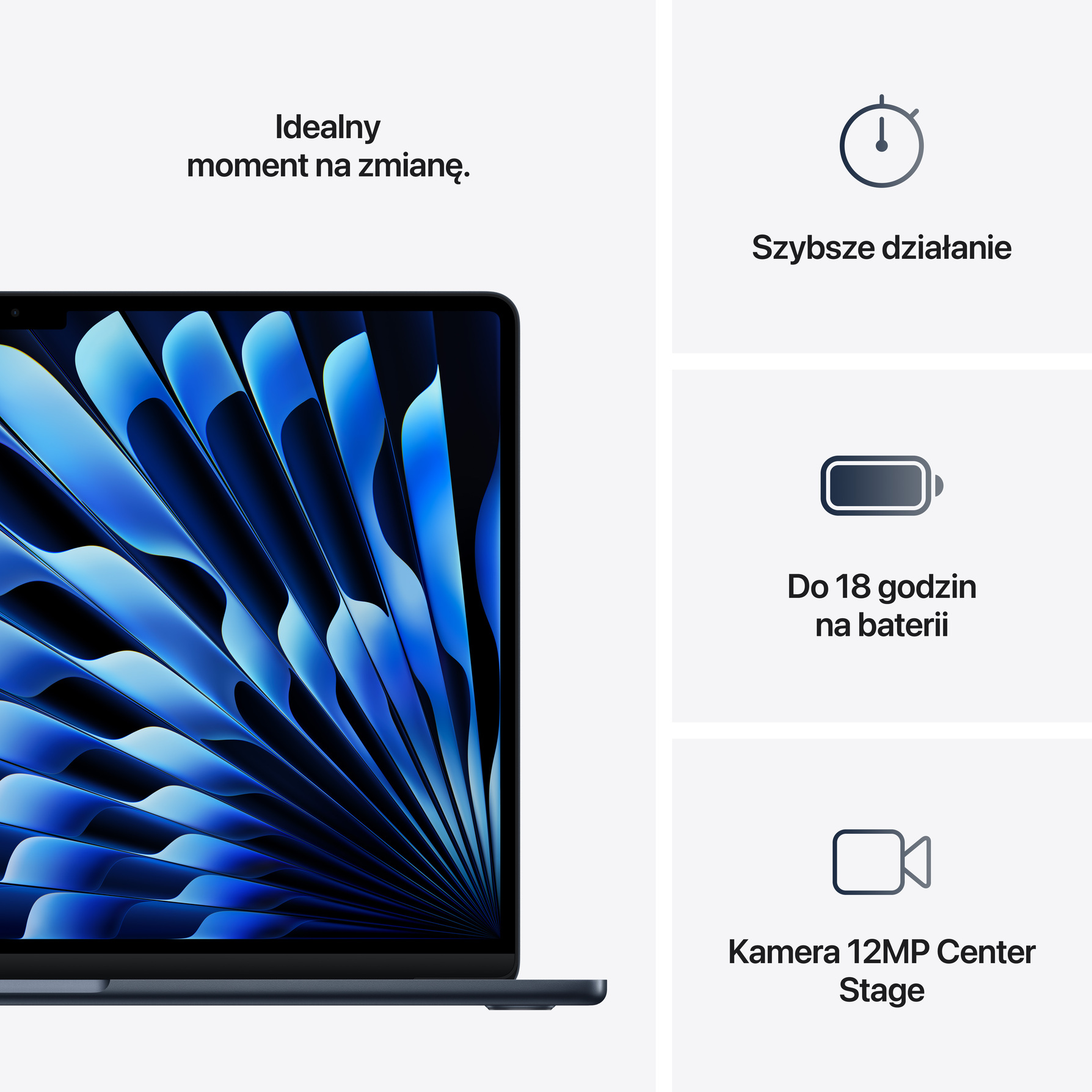 Zdjęcie do “Apple MacBook Air 15", 10-rdzeniowy procesor M4 (GPU 10 rdzeni), RAM 16 GB, dysk 512 GB SSD, 35 W - Północ”.