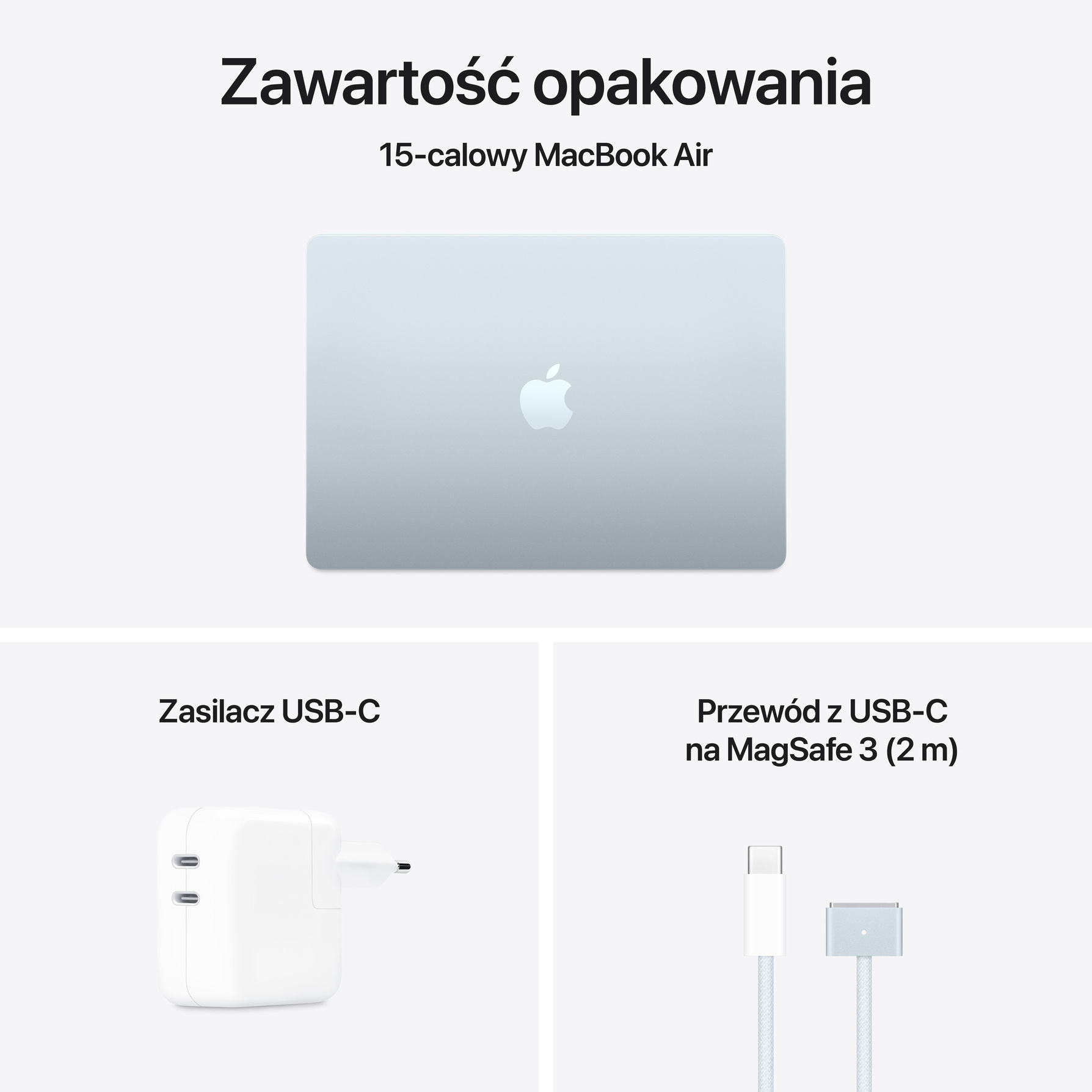 Zdjęcie do “Apple MacBook Air 15", 10-rdzeniowy procesor M4 (GPU 10 rdzeni), RAM 24 GB, dysk 512 GB SSD, 35 W - Błękitny”.