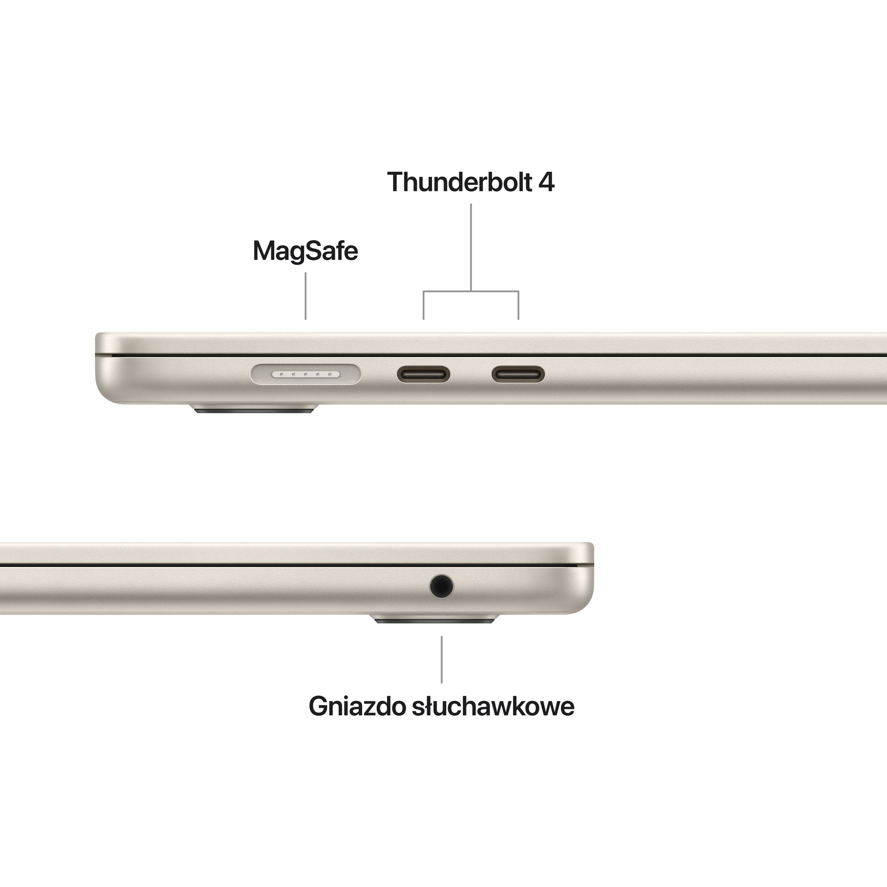 Zdjęcie do “Apple MacBook Air 15", 10-rdzeniowy procesor M4 (GPU 10 rdzeni), RAM 16 GB, dysk 512 GB SSD, 35 W - Księżycowa Poświata”.