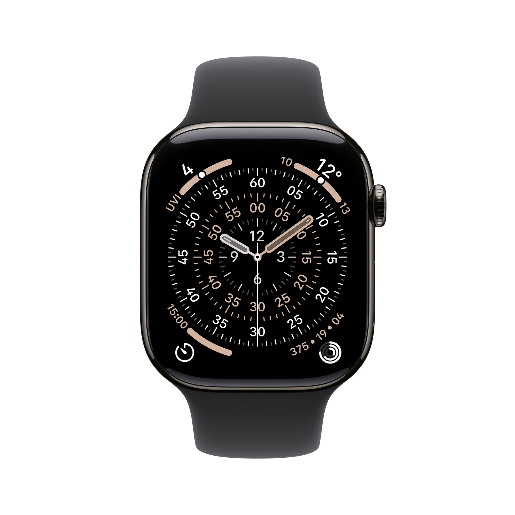 Zdjęcie do “Apple Watch Series 11 GPS + Cellular 42mm Slate Titanium Case with Black Sport Band - S/M”.