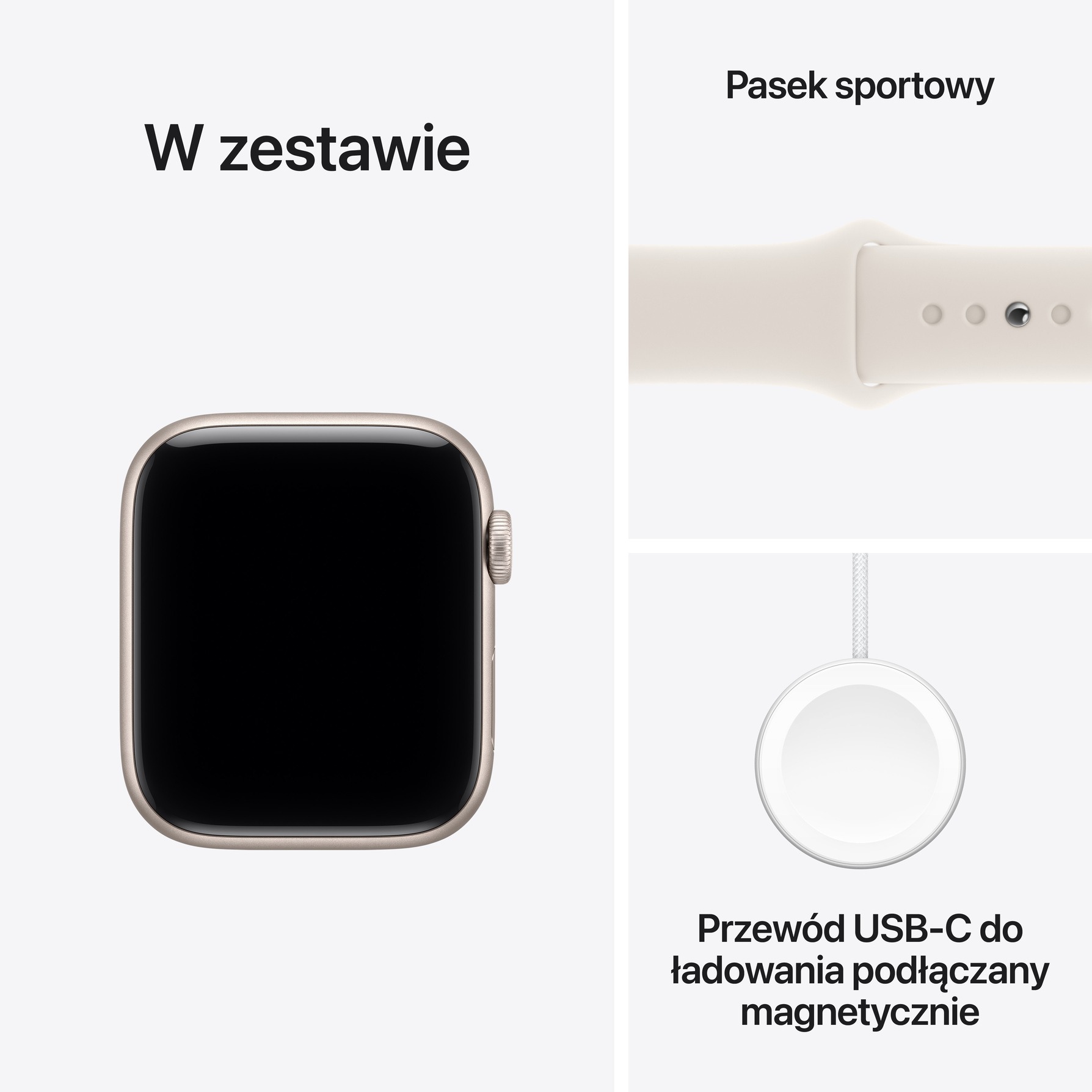 Zdjęcie do “Apple Watch SE 3 GPS + Cellular 44mm Starlight Aluminium Case with Starlight Sport Band - M/L”.