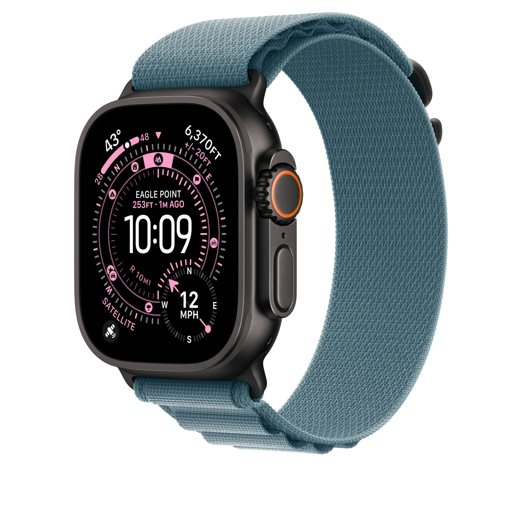 Zdjęcie do “Apple 49mm Light Blue Alpine Loop - Small - Black Titanium Finish”.