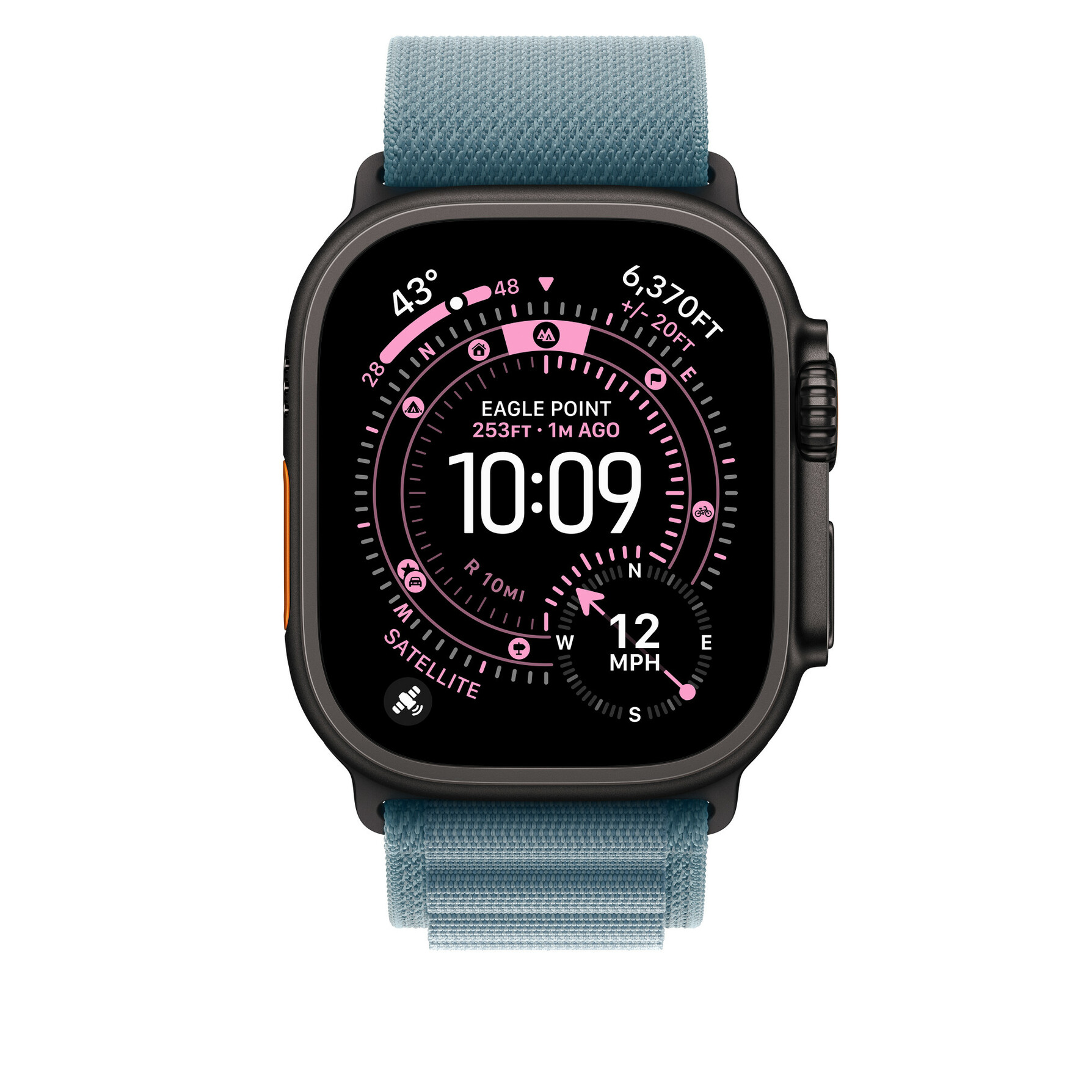 Zdjęcie do “Apple 49mm Light Blue Alpine Loop - Small - Black Titanium Finish”.