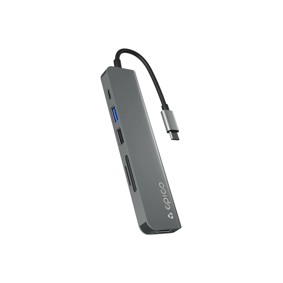 Zdjęcie do “Epico Resolve 8K Aluminium Hub 6in1 - przejściówka USB-C”.