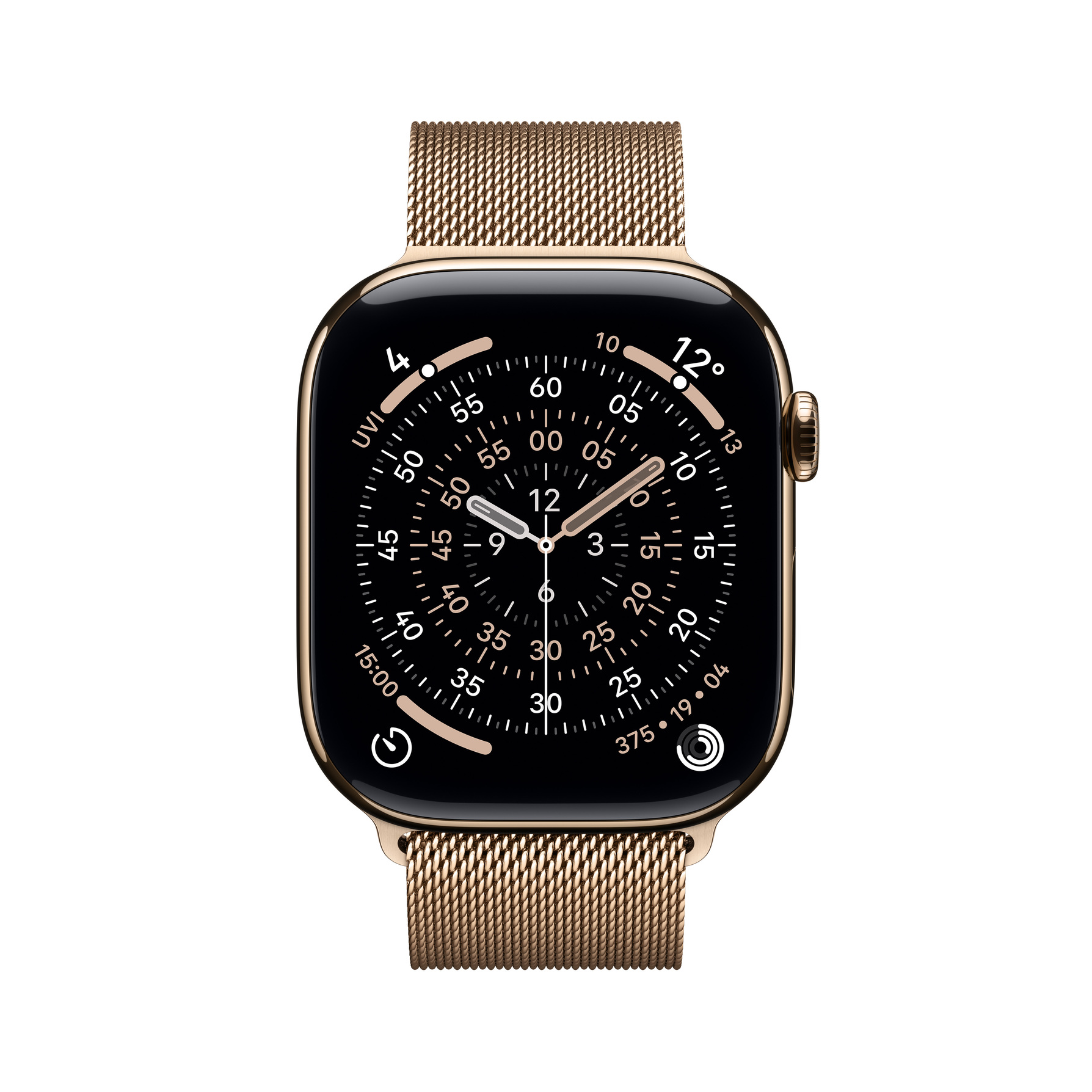 Zdjęcie do “Apple Watch Series 11 GPS + Cellular 42mm Gold Titanium Case with Gold Milanese Loop - Produkt otwarty”.
