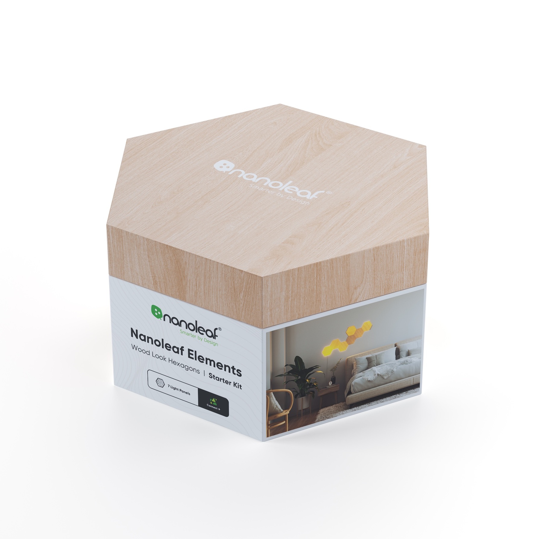 Zdjęcie do “Nanoleaf Elements Hexagons Starter Kit - panele świetlne (7 paneli świetlnych, w tym kontroler)”.