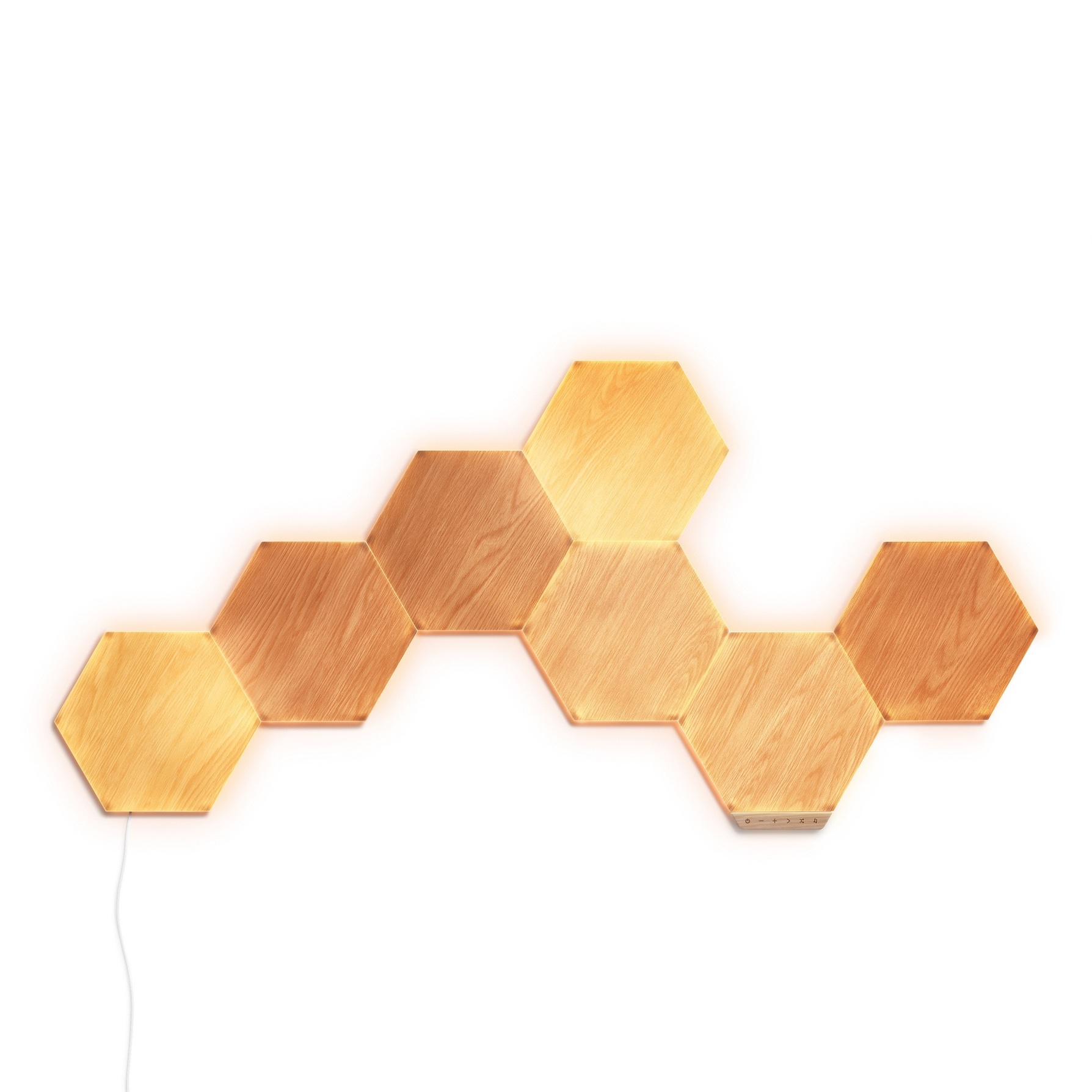 Zdjęcie do “Nanoleaf Elements Hexagons Starter Kit - panele świetlne (7 paneli świetlnych, w tym kontroler)”.