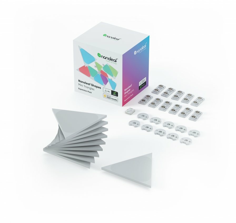 Zdjęcie do “Nanoleaf Shapes Mini Triangles Expansion Pack - dodatkowe panele świetlne (10 sztuk)”.