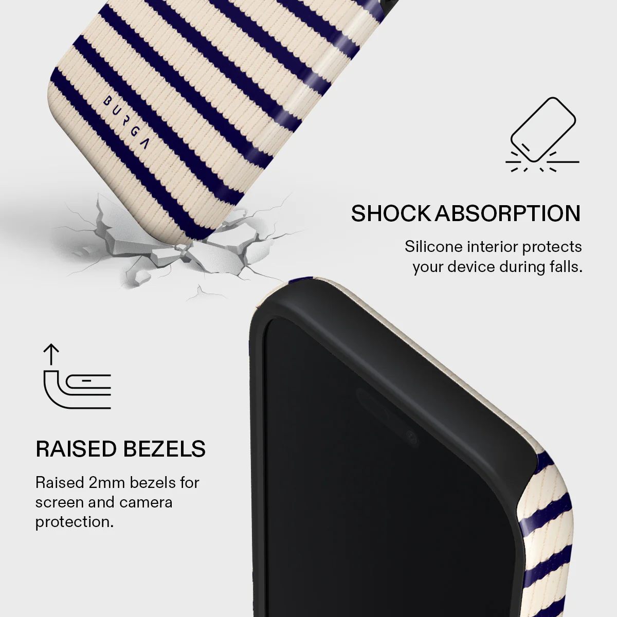 Zdjęcie do “Burga Tough Magsafe beżowy/granat - etui iPhone 17 Pro”.