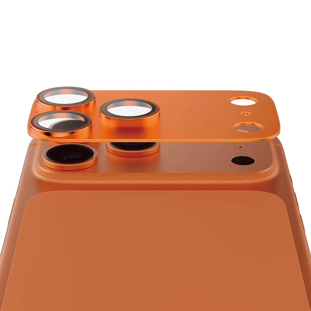 Zdjęcie do “PanzerGlass Fender Camera Protector pomarańczowy - szkło ochronne na kamerę iPhone 17 Pro”.