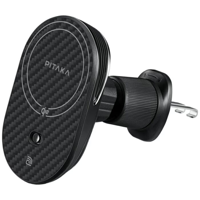 Zdjęcie do “PITAKA MagEZ Pro 2 Qi2 15W NFC Magsafe czarno-szary - Uchwyt samochodowy z ładowarką bezprzewodową”.