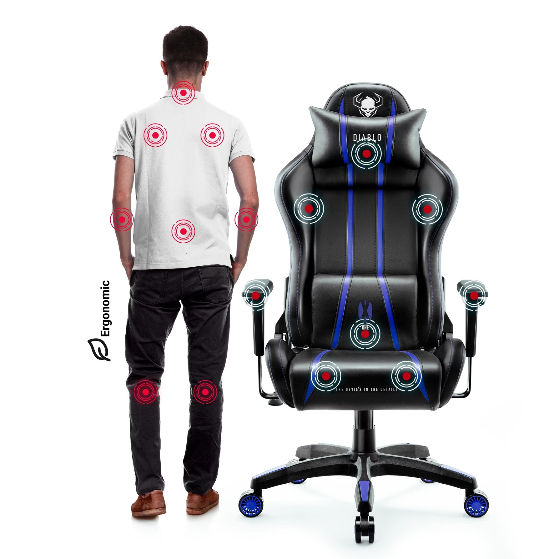 Zdjęcie do “Diablo Chairs X-One 2.0 Normal Size czarno-niebieski - fotel gamingowy”.