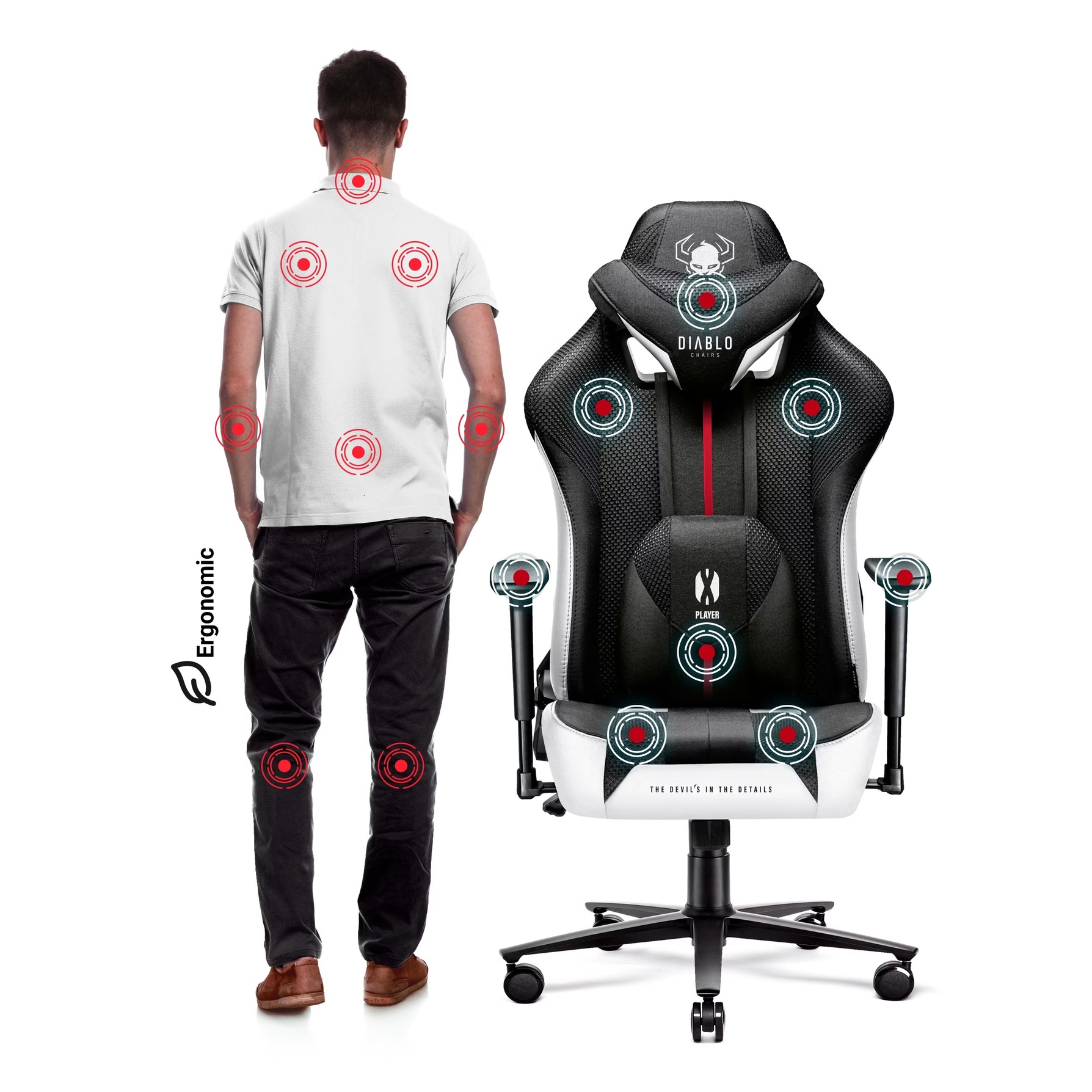 Zdjęcie do “Diablo Chairs X-Player 2.0 Normal Size biało-czarny - fotel gamingowy”.