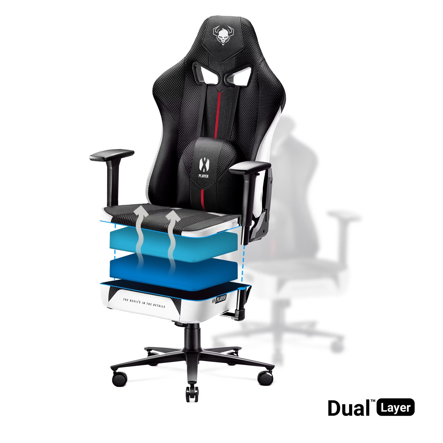 Zdjęcie do “Diablo Chairs X-Player 2.0 Normal Size biało-czarny - fotel gamingowy”.