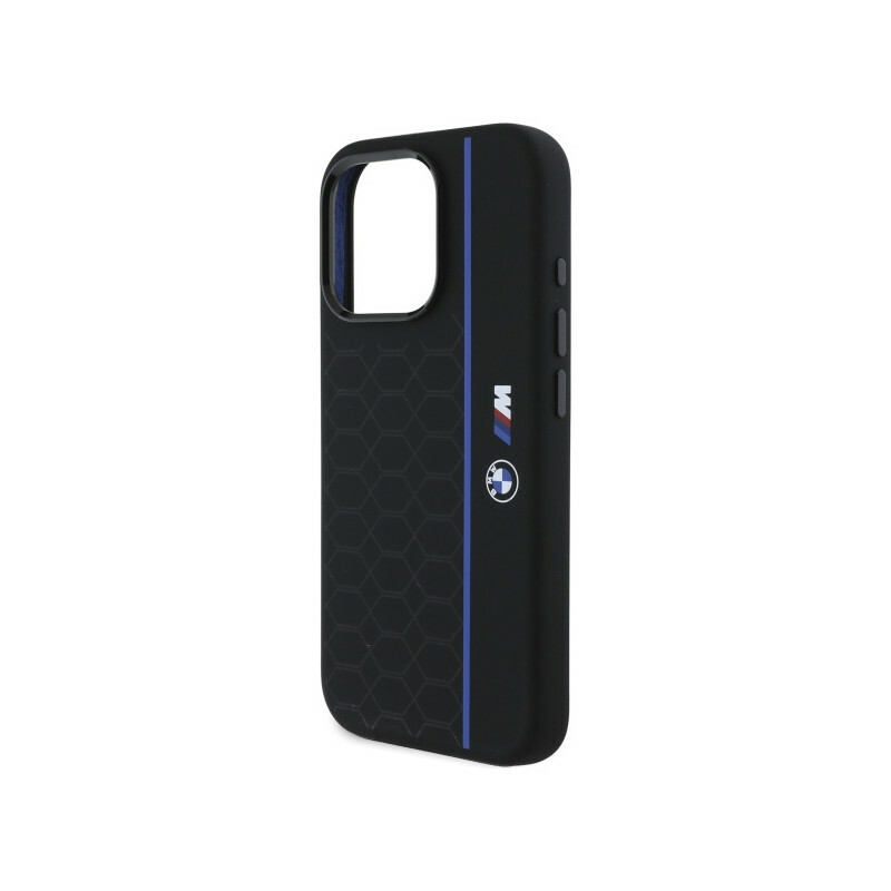 Zdjęcie do “BMW Silicone Hexagon Blue MS czarny - etui iPhone 16 Pro Max”.