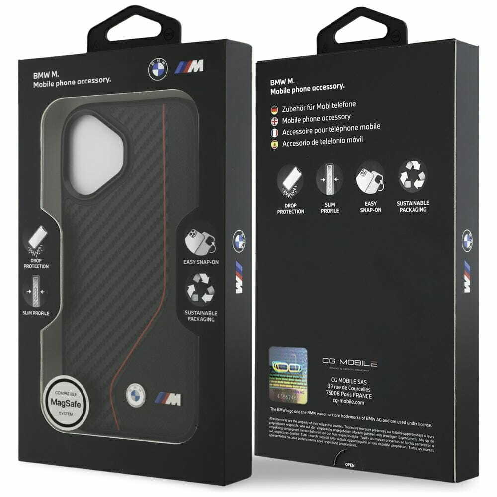 Zdjęcie do “BMW M Carbon Line Logo MS czerwony - etui iPhone 17”.