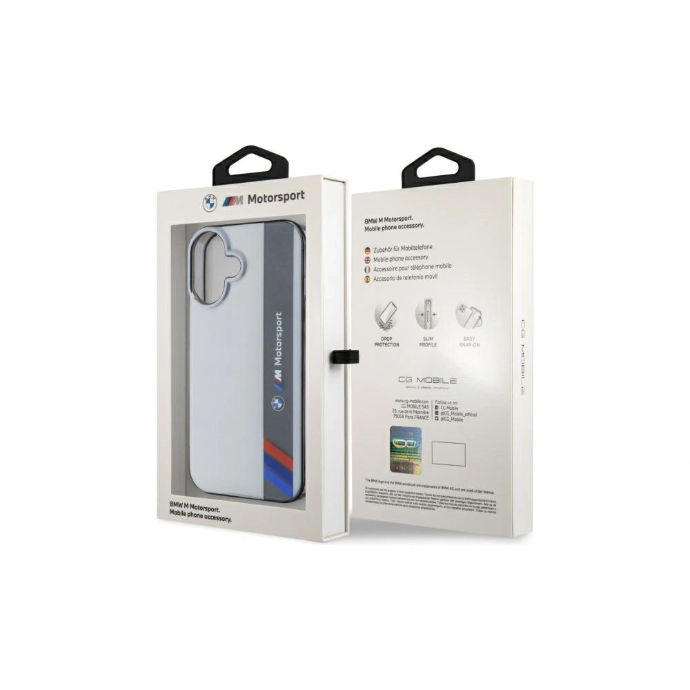 Zdjęcie do “BMW Motorsport IML Vertical Stripe szary - etui iPhone 16”.