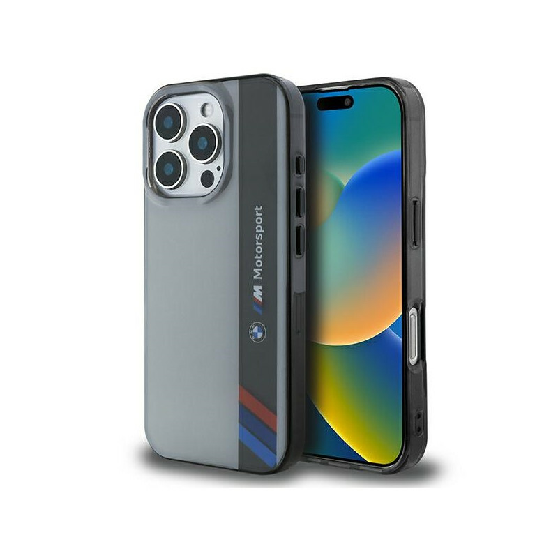 Zdjęcie do “BMW Motorsport IML Vertical Stripe szary - etui iPhone 16 Pro”.