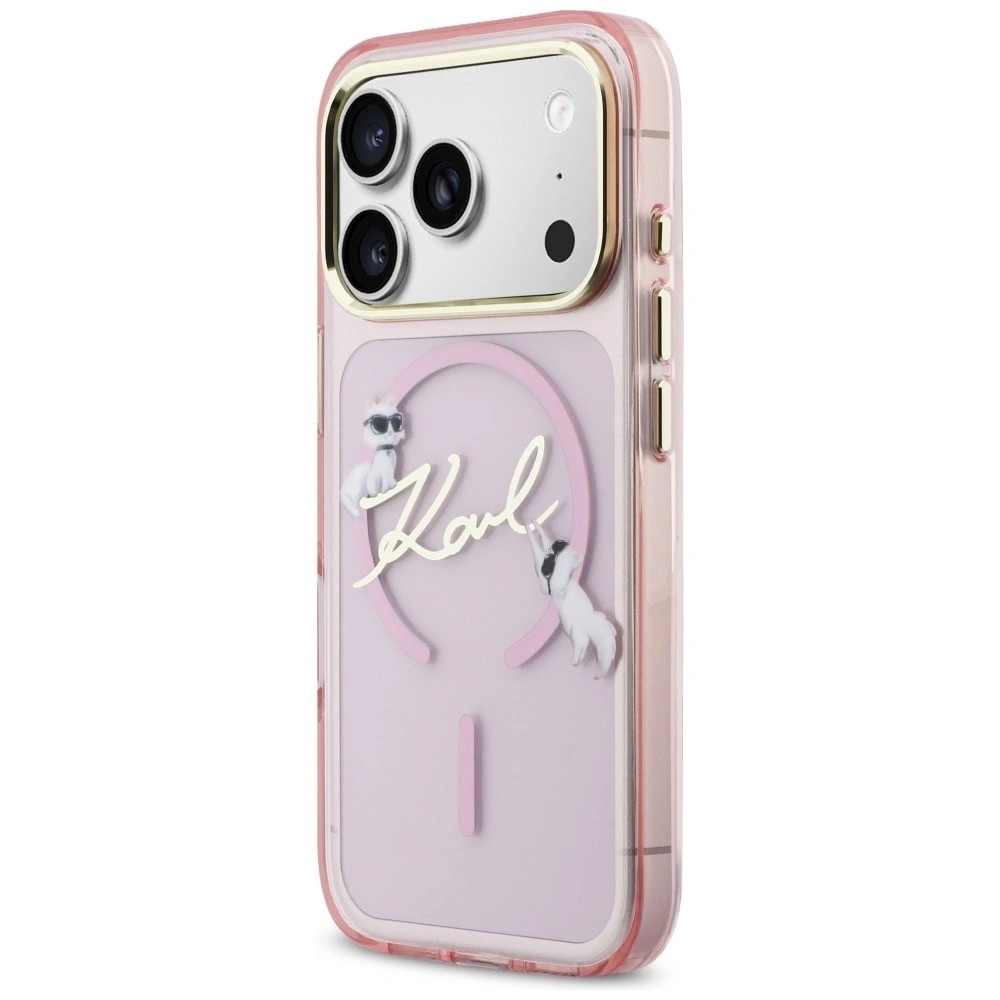 Zdjęcie do “Karl Lagerfeld IML Choupettes Karl Script Logo MS różowy - etui iPhone 17 Pro Max”.