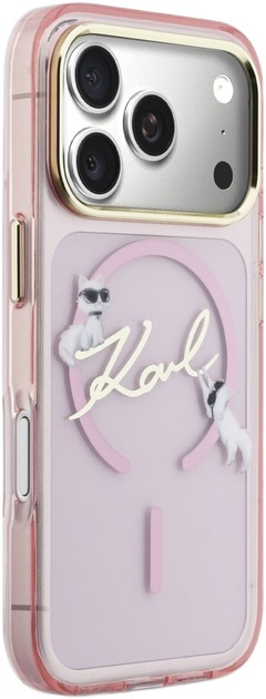 Zdjęcie do “Karl Lagerfeld IML Choupettes Karl Script Logo MS różowy - etui iPhone 17 Pro”.