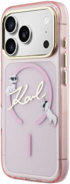 Zdjęcie do “Karl Lagerfeld IML Choupettes Karl Script Logo MS różowy - etui iPhone 17 Pro”.