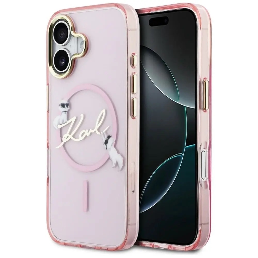 Zdjęcie do “Karl Lagerfeld IML Choupettes Karl Script Logo MS różowy - etui iPhone 17”.