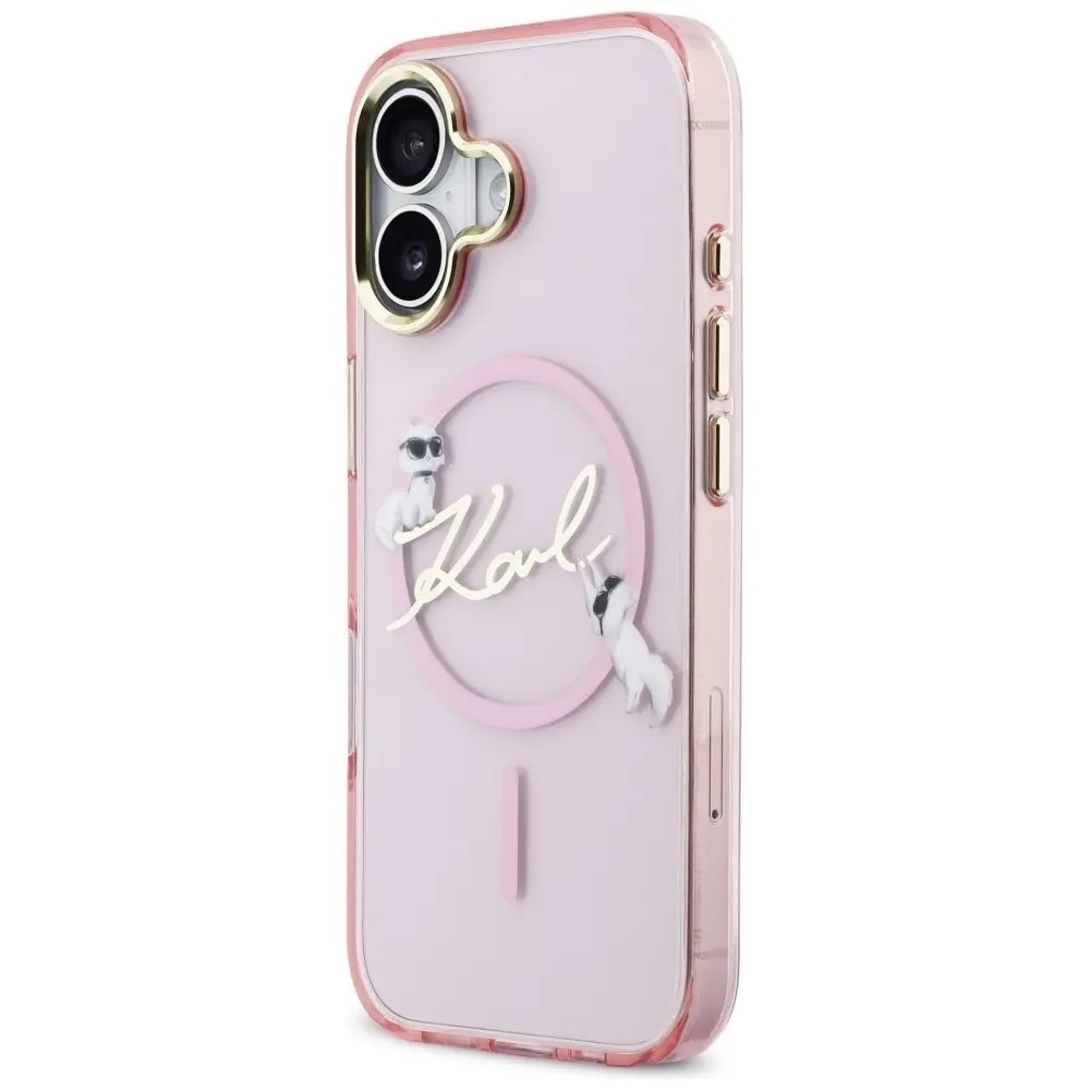 Zdjęcie do “Karl Lagerfeld IML Choupettes Karl Script Logo MS różowy - etui iPhone 17”.