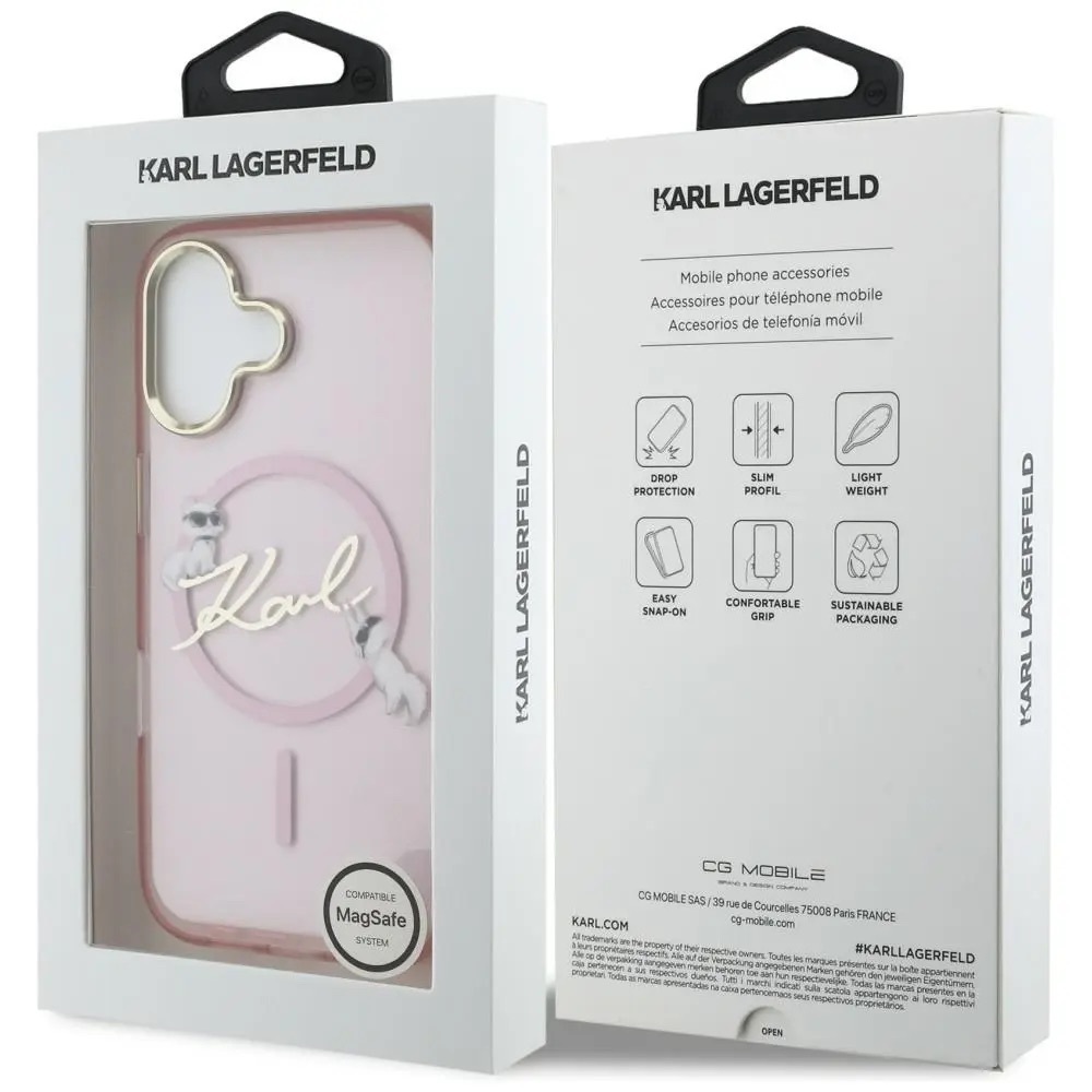 Zdjęcie do “Karl Lagerfeld IML Choupettes Karl Script Logo MS różowy - etui iPhone 17”.