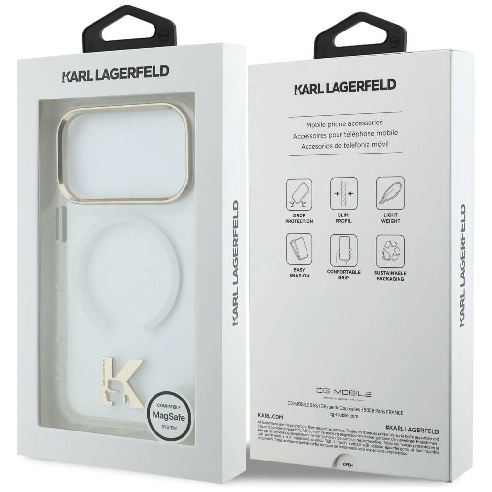 Zdjęcie do “Karl Lagerfeld IML K Head Logo MS przezroczysty - etui iPhone 17”.
