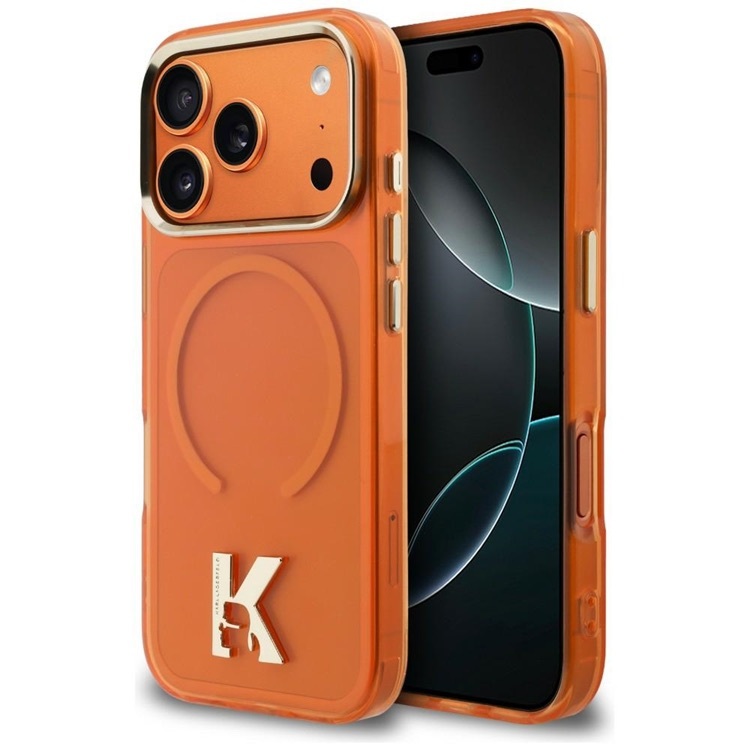 Zdjęcie do “Karl Lagerfeld IML K Head Logo MS pomarańczowy - etui iPhone 17 Pro”.